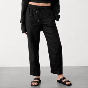 Athleta RETREAT LINEN HIGH RISE ANKLE PANT NWT Black